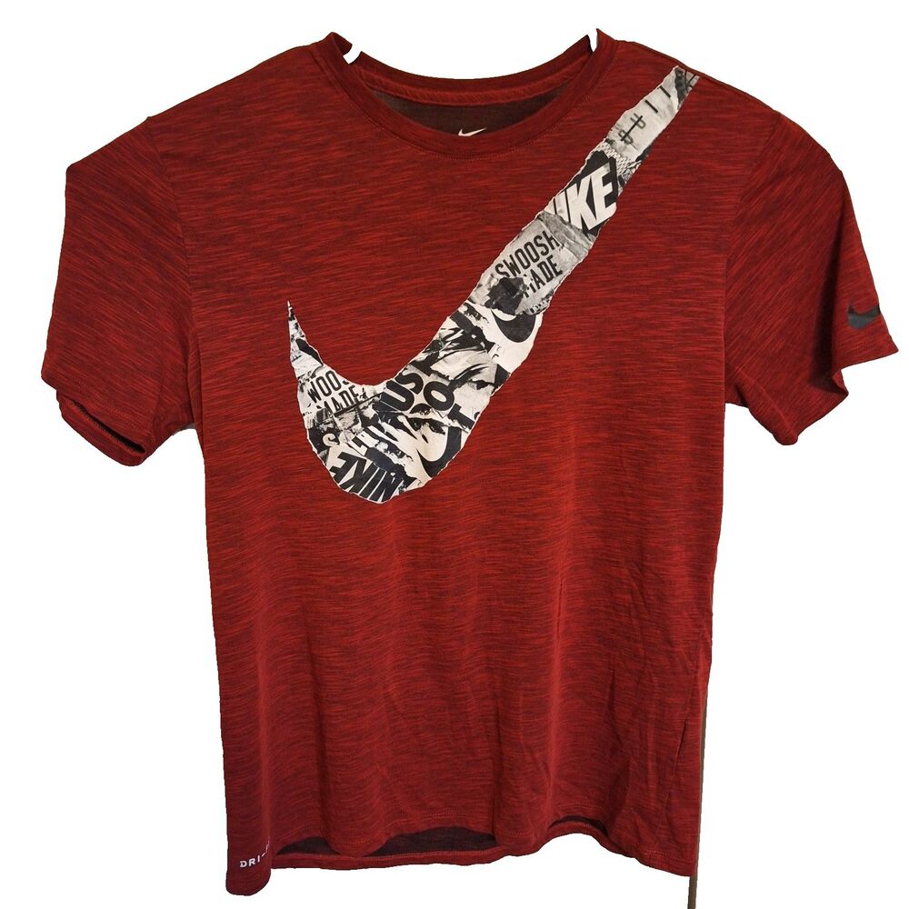 Nike Dri Fit Tee Men’s Large Red Short Sleeve Shirt Big Logo